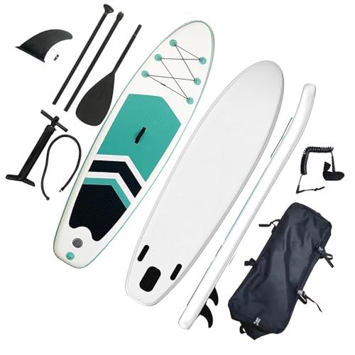 MaxU 10'6 Inch Inflatable 3.2m Surfboard Stand Up Paddleboard, Black and Green