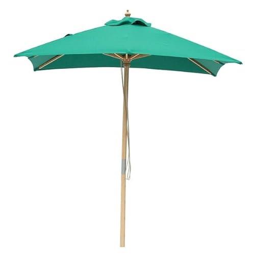 Billy Fresh Bamboo Square Market Umbrella with Cover, 2 Metre Shade Diameter, Solid Emerald Green