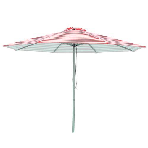 Billy Fresh Salsa Aluminium Octagonal Market Umbrella with Cover, 3 Metre Shade Diameter, Red/White Stripe