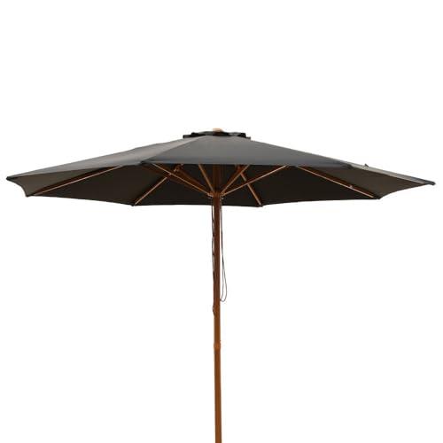 Billy Fresh "Timber-Look" Aluminium Octagonal Market Umbrella with Cover, 3 Metre Shade Diameter, Black