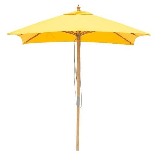 Billy Fresh Bamboo Square Market Umbrella with Cover, 2 Metre Shade Diameter, Solid Yellow