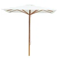 Billy Fresh "Timber-Look" Aluminium Square Market Umbrella with Cover, 2 Metre Shade Diameter, Solid Cream