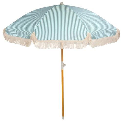 Billy Fresh Vintage Beach Umbrella, Sage Green/White