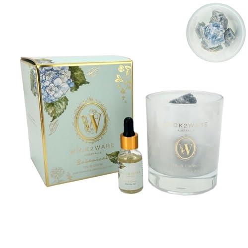 Wick2Ware Lily & Cloves Botanical Essential Oils with Rock Crystals and Glass Jar Gift Set