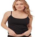 pact Women's Organic Cotton Camisole Tank Top with Built-in Shelf Bra, Black, Small