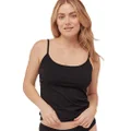 pact Women's Organic Cotton Camisole Tank Top with Built-in Shelf Bra, Black, Small