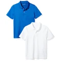 Amazon Essentials Toddler Boys' Active Performance Polo Shirts, Pack of 2, Royal Blue/White, 4T
