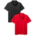 Amazon Essentials Toddler Boys' 2-Pack Performance Polo, Black/Red, 2T