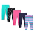 Amazon Essentials Girls' Leggings (Previously Spotted Zebra), Pack of 5, Black/Navy/Pink, Space/Multi Color, X-Small