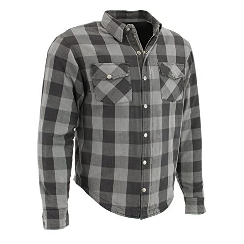 Milwaukee Performance Men's Checkered Flannel Biker Shirt with Aramid (Black/Grey, 3X)