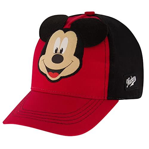 Disney Baseball Cap, Mickey Mouse Adjustable Toddler 2-4 Or Boy Hats for Kids Ages 4-7, Red/Black, 2-4 Years
