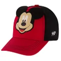 Disney Boys Baseball Cap, Mickey Mouse Adjustable Toddler Hat, Ages 2-4 Or Boy Hats for Kids Ages 4-7, Red/Black, 2-4 Years