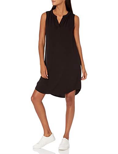 Amazon Essentials Women's Sleeveless Woven Shift Dress, Black, Large
