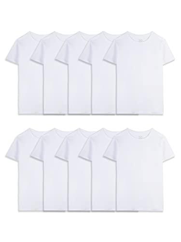 Fruit of the Loom Boys' Eversoft Cotton Undershirts, T Shirts & Tank Tops, T Shirt - Husky - 10 Pack - White, Large Husky