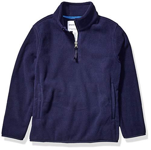 Amazon Essentials Boys' Polar Fleece Quarter-Zip Pullover Jacket, Navy, Large