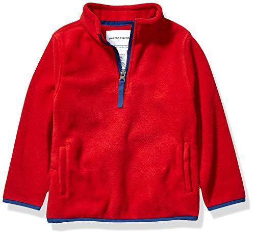 Amazon Essentials Boys' Polar Fleece Quarter-Zip Pullover Jacket, Red, Large