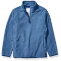 Amazon Essentials Boys' Polar Fleece Quarter-Zip Pullover Jacket, Blue Heather, Medium