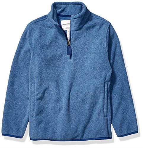 Amazon Essentials Boys' Polar Fleece Quarter-Zip Pullover Jacket, Blue Heather, X-Large
