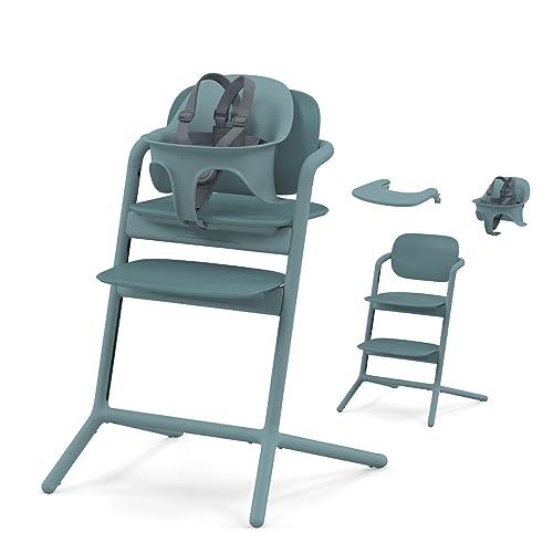 Cybex Lemo High Chair with Modern Design, Easy One Hand Depth and Height Adjustment, Anti-Tip Wheels, and Easy Assembly, Convertible to Adult Chair, Stone Blue