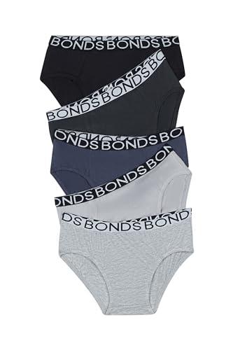 Bonds Boys' Underwear Brief, Black/Greyscale (5 Pack), 10/12