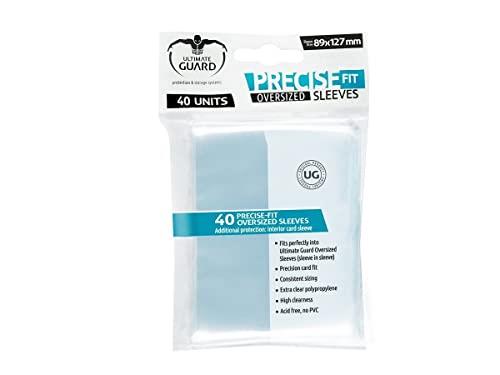 Ultimate Guard Precise-Fit Sleeves, Oversized, Transparent, 40 Counts