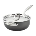 Breville 84483 Thermal Pro Hard Anodized Nonstick Sauce Pan/Saucepan/Saucier with Lid and Helper Handle, 4 Quart, Gray