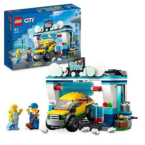 LEGO® City Carwash 60362 Building Toy Set with Spinnable Washer Brushes, Vehicle and 2 Minifigures