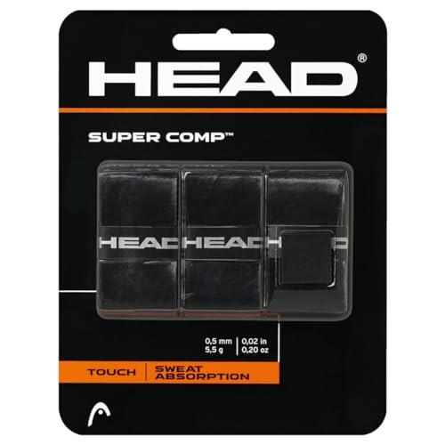 HEAD Super Comp Racquet Overgrip - Tennis Racket Grip Tape Black - 3-Pack