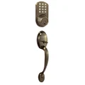 MiLocks BTF-02AQ Digital Deadbolt Door Lock and Passage Handle Set Combo with Keyless Entry via Keypad Code for Exterior Doors, Antique Brass