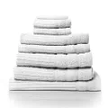 Royal Comfort Luxury Bath Towels Set Egyptian Cotton 600GSM Ultra Soft and Absorbent - 2 x Bath Towels, 2 x Hand Towels, 2 x Face Towels, 1 x Bath Mat, 1 x Hand Glove (White, 8 Piece Set)