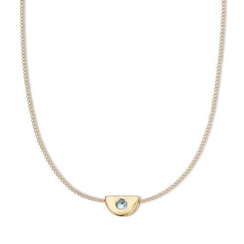 Palas Jewellery Women's March Aquamarine Birthstone Chain Necklace, Gold