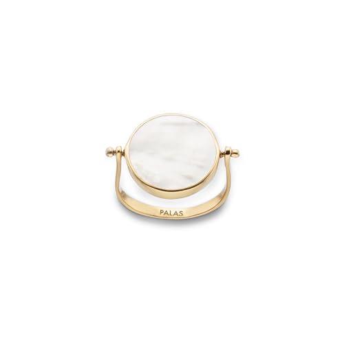 Palas Jewellery Women's Mother of Pearl Evil Eye Spinning Ring, Gold, Small