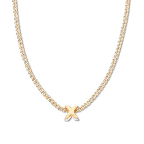 Palas Jewellery Women's Tiny Love Letter X Necklace, Gold