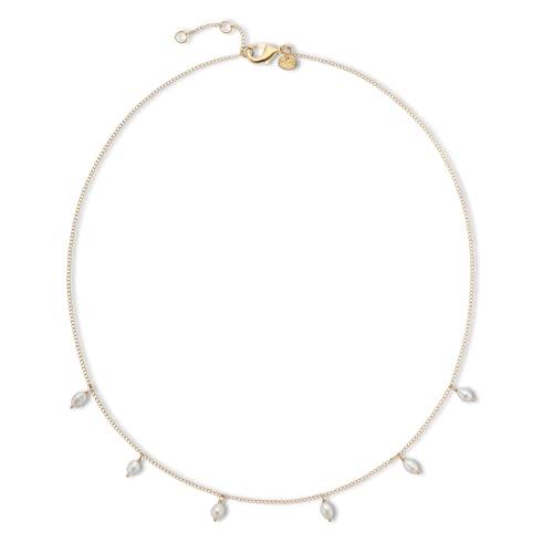 Palas Jewellery Women's 18K Gold Plated Positano Pearl Chain Necklace, Gold/Pearl