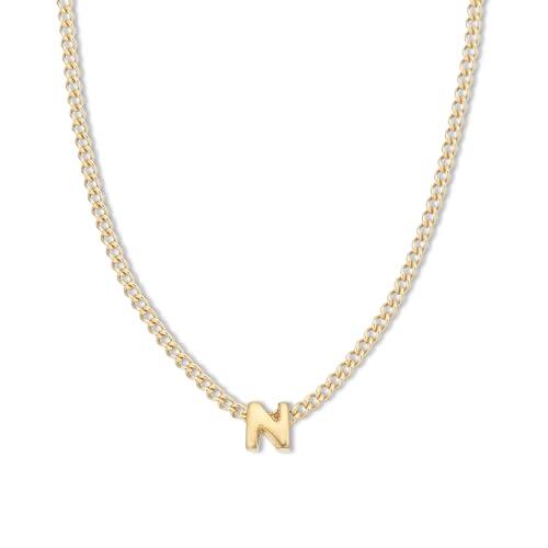 Palas Jewellery Women's Tiny Love Letter N Necklace, Gold