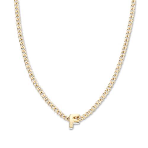 Palas Jewellery Women's Tiny Love Letter F Necklace, Gold