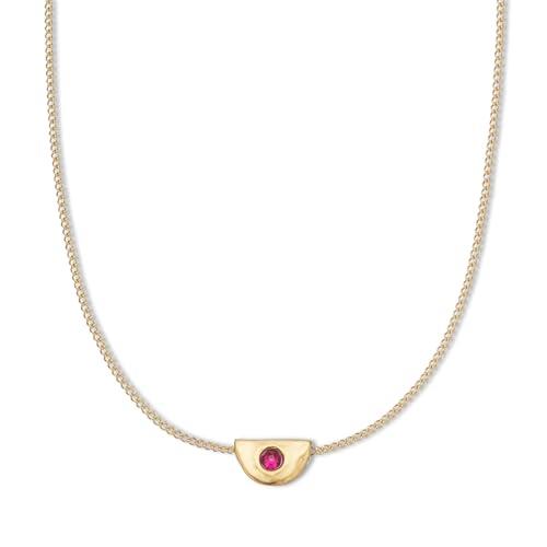 Palas Jewellery Women's July Ruby Birthstone Necklace, Gold