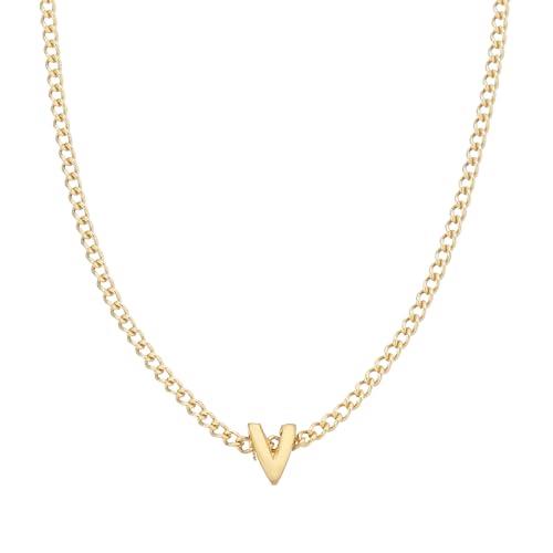 Palas Jewellery Women's Tiny Love Letter V Necklace, Gold