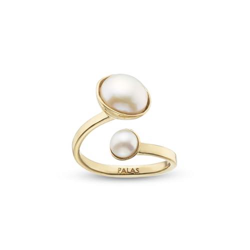 Palas Jewellery Women's Aphrodite Double Pearl Ring, Off White, Small