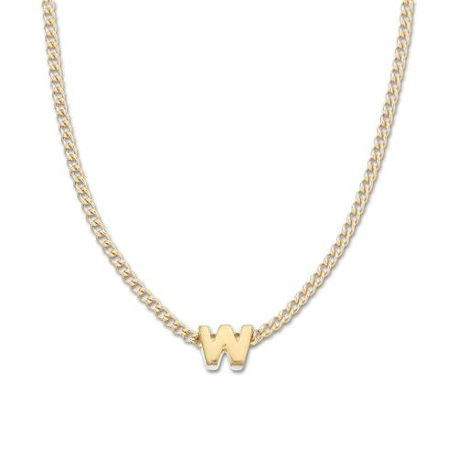 Palas Jewellery Women's Tiny Love Letter W Necklace, Gold