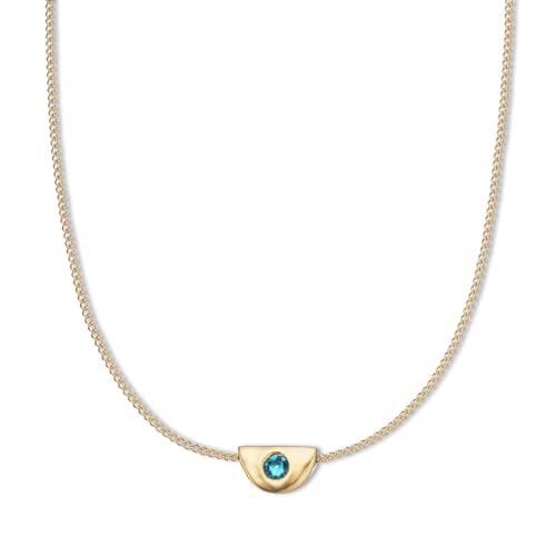 Palas Jewellery Women's December Blue Topaz Birthstone Chain Necklace, Gold