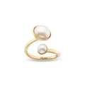 Palas Jewellery Women's Aphrodite Double Pearl Ring, Gold/Pearl, Large