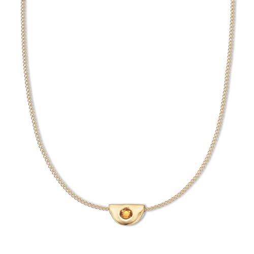 Palas Jewellery Women's November Citrine Birthstone Chain Necklace, Gold