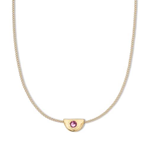 Palas Jewellery Women's October Pink Tourmaline Birthstone Chain Necklace, Gold