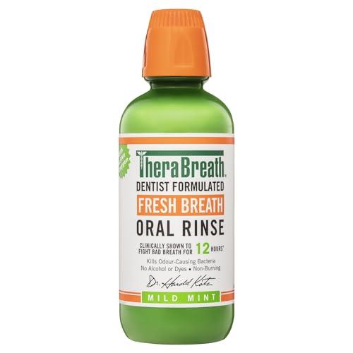 TheraBreath Oral Rinse Mouthwash - Fights Bad Breath - Dentist Formulated - Alcohol-free - Oral Hygiene Products - Dental Care - Mild Mint Flavour - 473ml