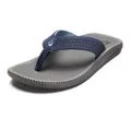 OluKai Ulele Men's Beach Sandals, Quick-Dry Flip-Flop Slides, Water Resistant Suede Lining & Wet Grip Soles, Soft Comfort Fit & Arch Support, Blue Depth/Charcoal, 10