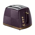 Russell Hobbs 26393 Groove 2 Slice Toaster, Tactile 3D Design Bread Toaster with Frozen, Cancel and Reheat Settings, 850 Watts, Mulberry