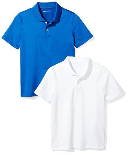 Amazon Essentials Boys' Active Performance Polo Shirts, Pack of 2, Royal Blue/White, XX-Large