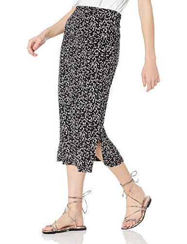 Amazon Essentials Women's Pull-On Knit Midi Skirt (Available in Plus Size), Black White Abstract Animal, X-Large