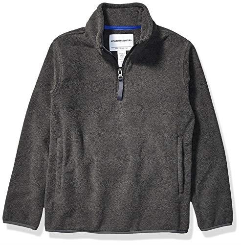Amazon Essentials Toddler Boys' Polar Fleece Quarter-Zip Pullover Jacket, Charcoal Heather, 2T